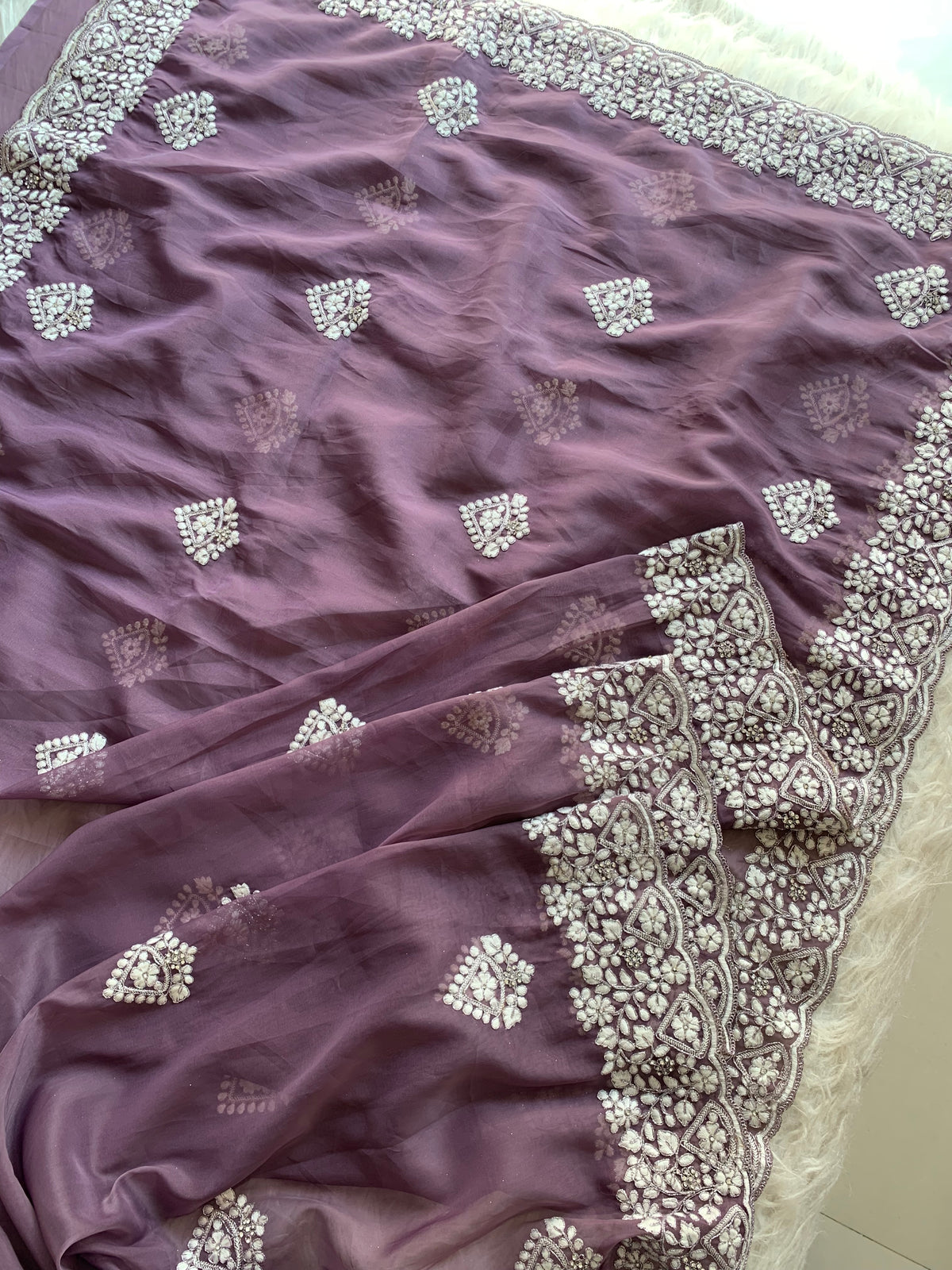 Organza Saree with Aari & Thread Work 5884 02