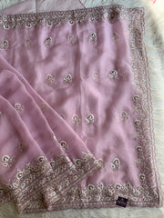 Soft Chinon Georgette Saree with Aari, Sequin & Thread Work 5940 02