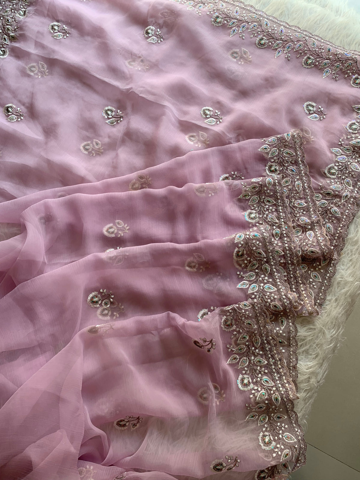 Soft Chinon Georgette Saree with Aari, Sequin & Thread Work 5940 02