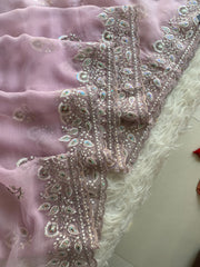 Soft Chinon Georgette Saree with Aari, Sequin & Thread Work 5940 02