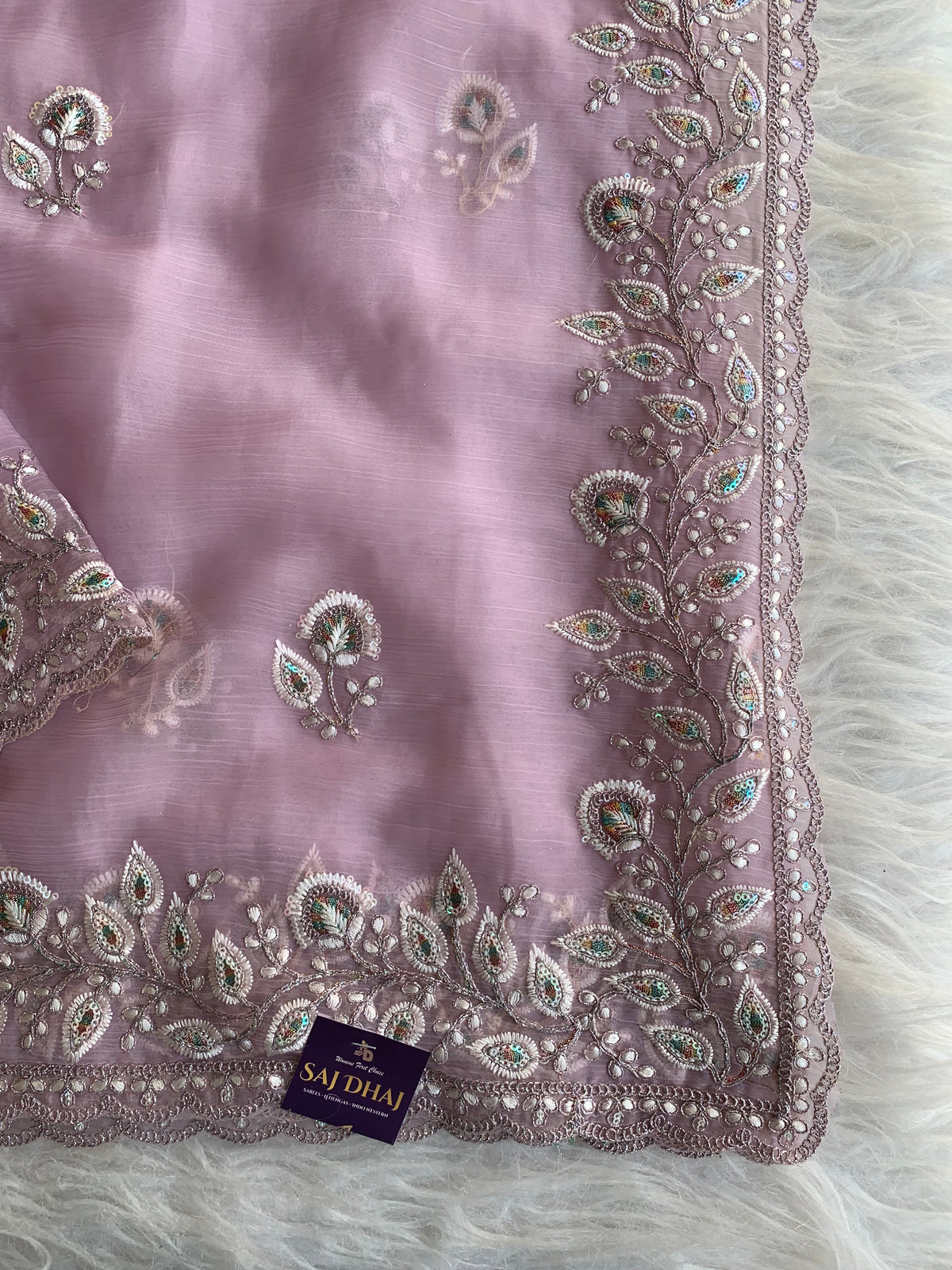 Soft Chinon Georgette Saree with Aari, Sequin & Thread Work 5940 02