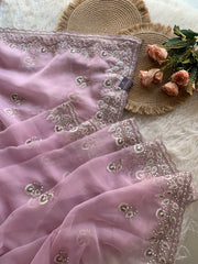 Soft Chinon Georgette Saree with Aari, Sequin & Thread Work 5940 02