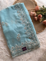 Soft Chinon Georgette Saree with Aari, Sequin & Thread Work 5940 02