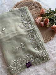 Soft Chinon Georgette Saree with Aari, Sequin & Thread Work 5940 02