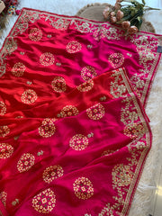Pink & Red Russian Silk Saree with Patola, Pittan & Sequin Work 5953 02