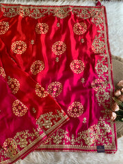 Pink & Red Russian Silk Saree with Patola, Pittan & Sequin Work 5953 02