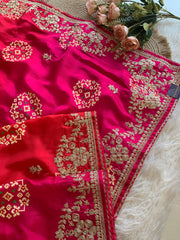 Pink & Red Russian Silk Saree with Patola, Pittan & Sequin Work 5953 02