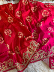 Pink & Red Russian Silk Saree with Patola, Pittan & Sequin Work 5953 02
