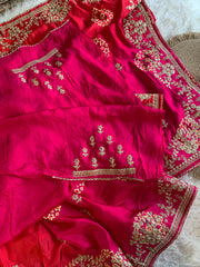 Pink & Red Russian Silk Saree with Patola, Pittan & Sequin Work 5953 02
