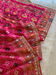 Pink Banarasi Patola Saree with Gota 5953 05