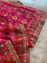 Pink Banarasi Patola Saree with Gota 5953 05