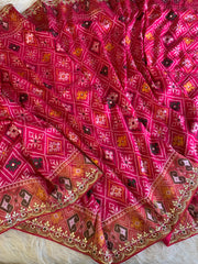 Pink Banarasi Patola Saree with Gota 5953 05