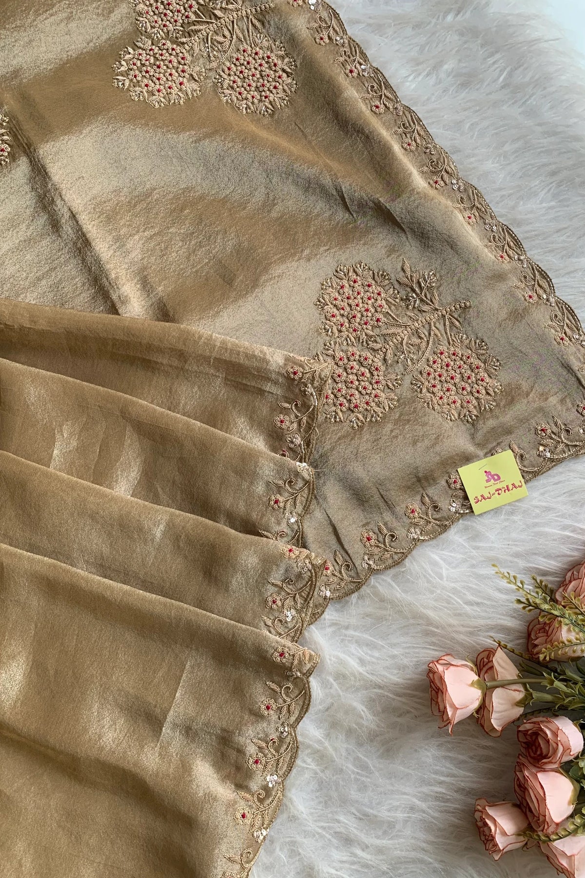 Golden Kanchi Tissue Saree 5640 07