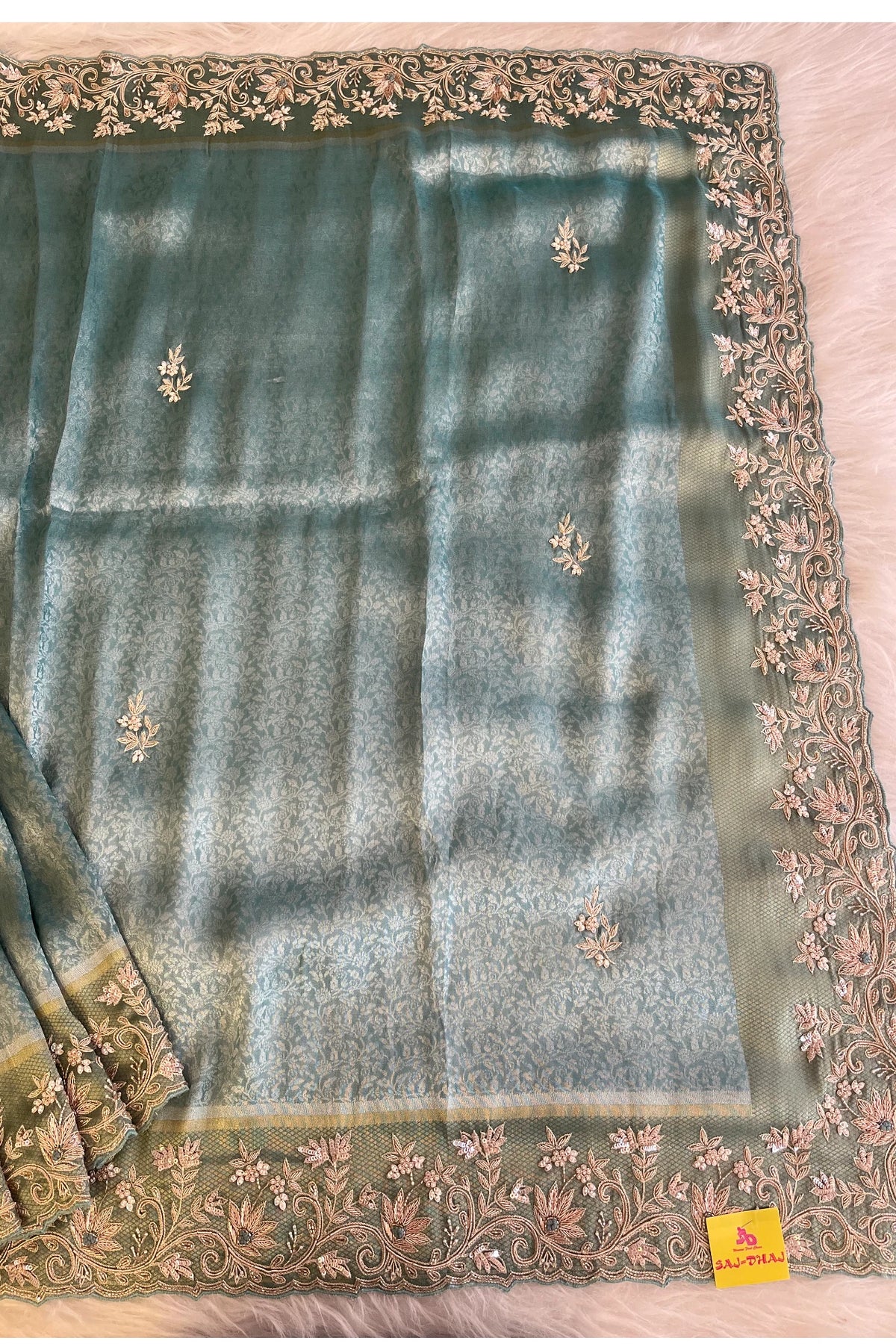 Sea Blue Kanchipuram Silk Saree 5764 05
