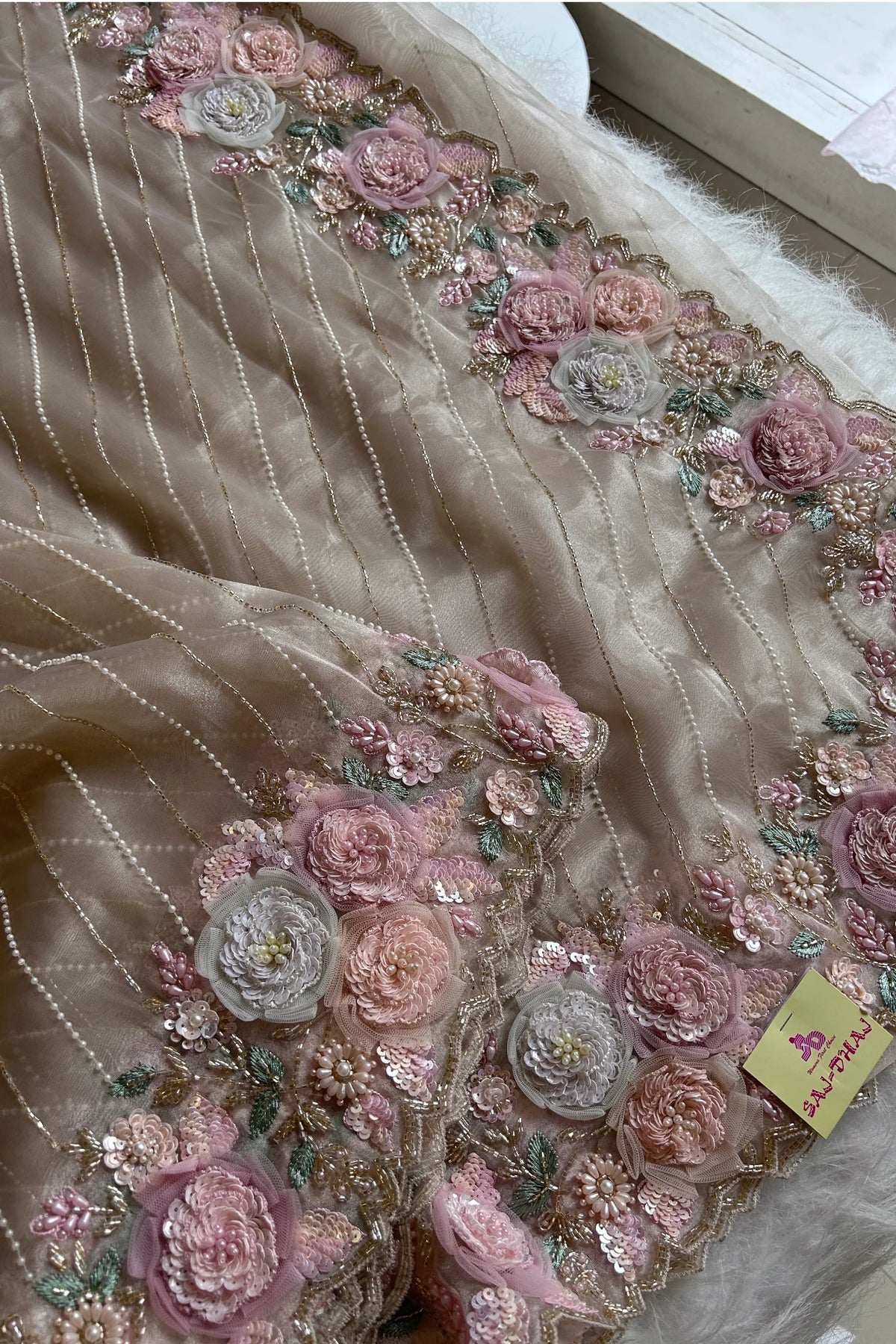 Dreamy Organza Saree with Handcrafted 3D Embellishments