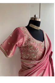 Pastel Pink Tissue Silk Saree 5525 07