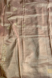 Beige Aari Thari Embellished Tissue Saree 5760 01