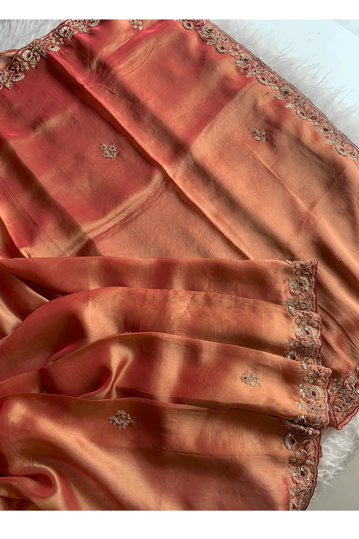 Brick Tissue Silk Saree 5526 02