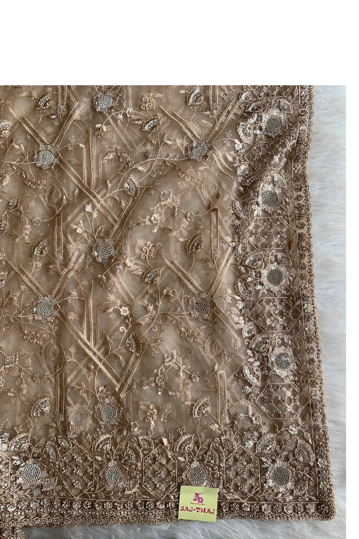 Beige Net Saree 5292 16
