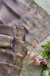 Lilac Aari Embellished Tissue Saree 5760 01