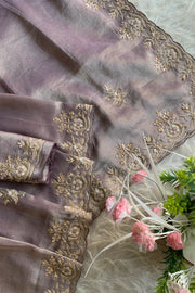 Lilac Aari Embellished Tissue Saree 5760 01