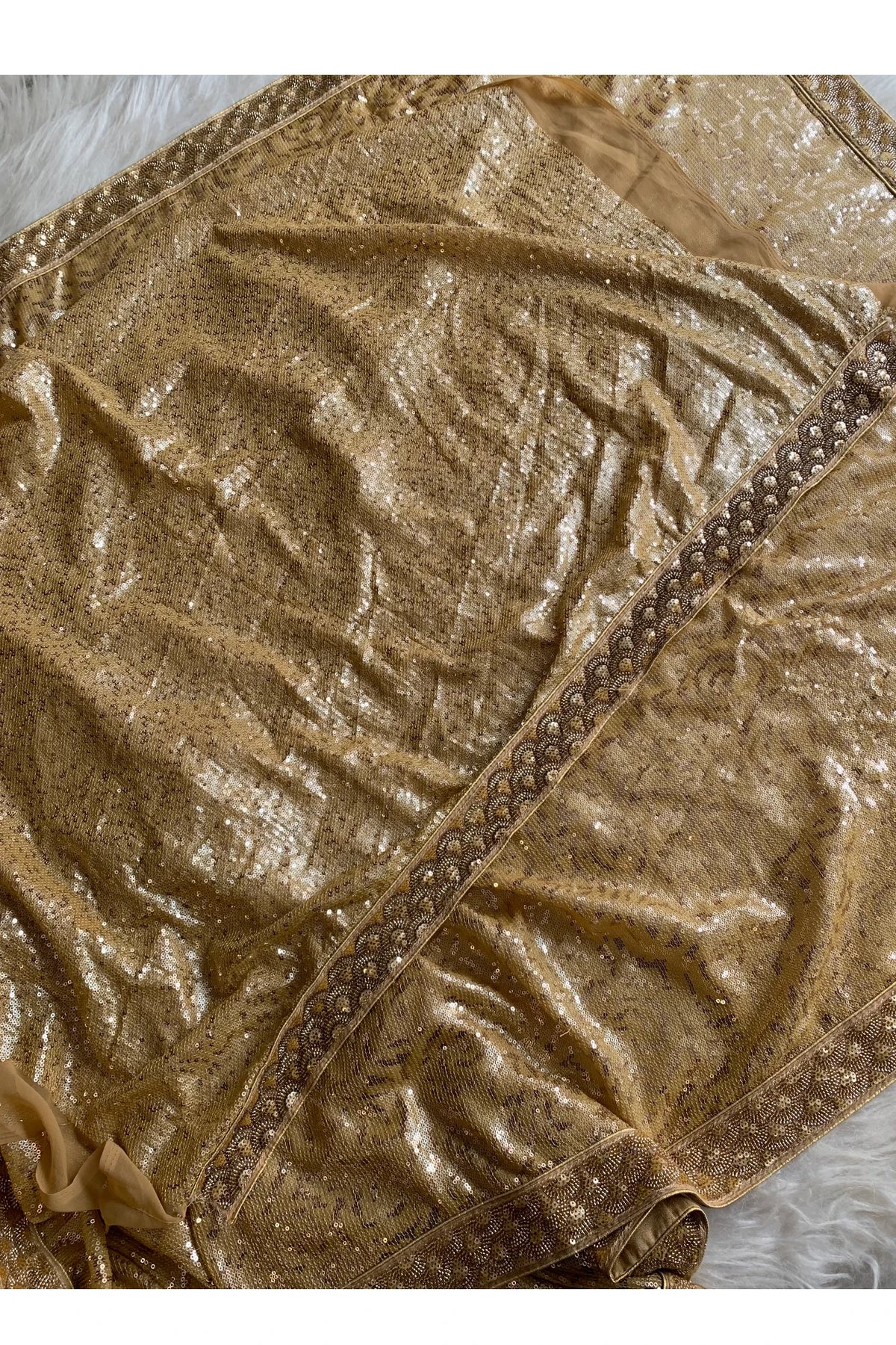 Gold Fancy Sequin Saree 5801 09