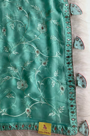 Ice Green Chinnon Georgette Saree 4167 01