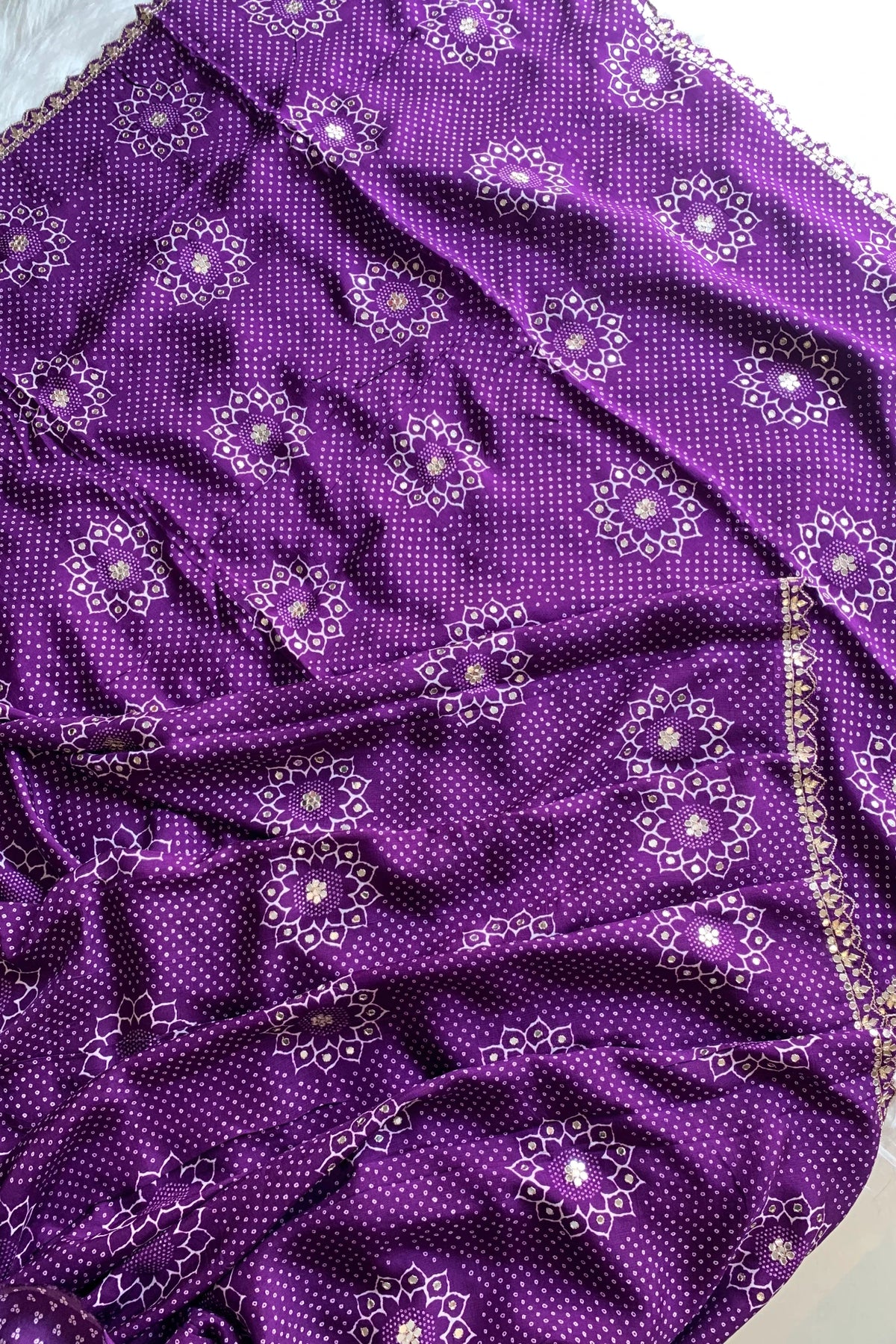 Purple Bandhej Russian Silk Saree 5755 01