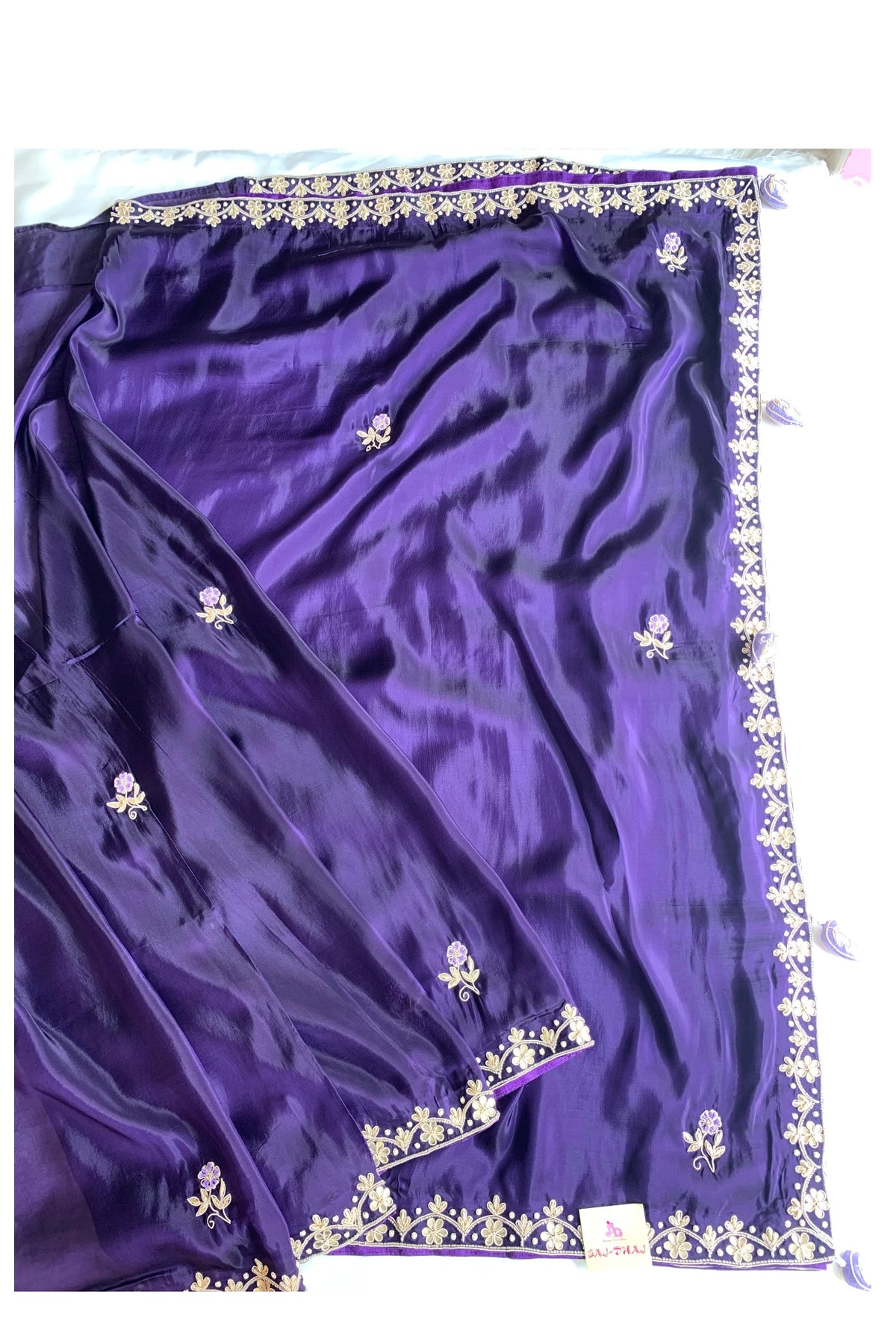 Purple Habutai Silk Saree 5651 22
