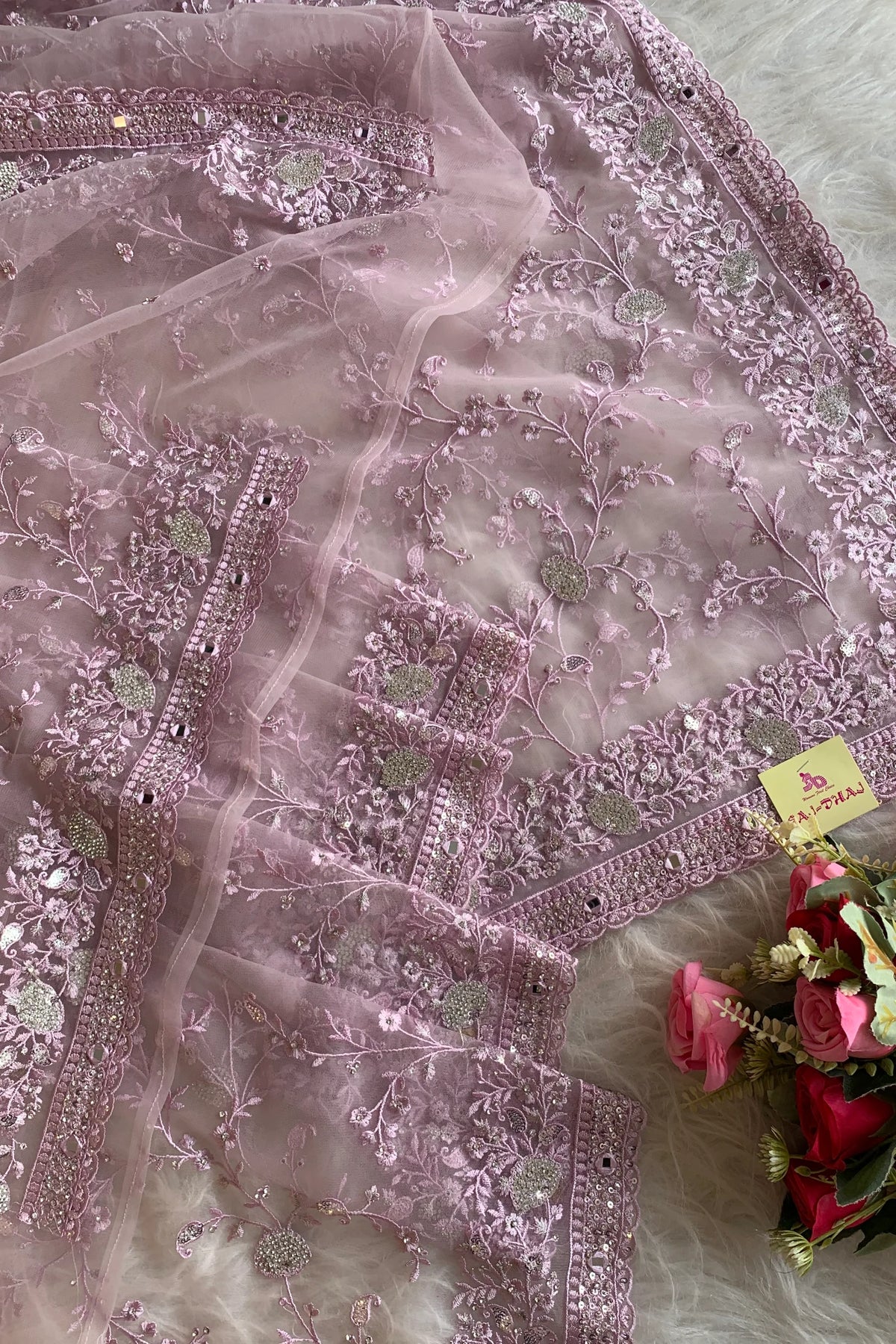 Light Pink Net Saree 5292 15