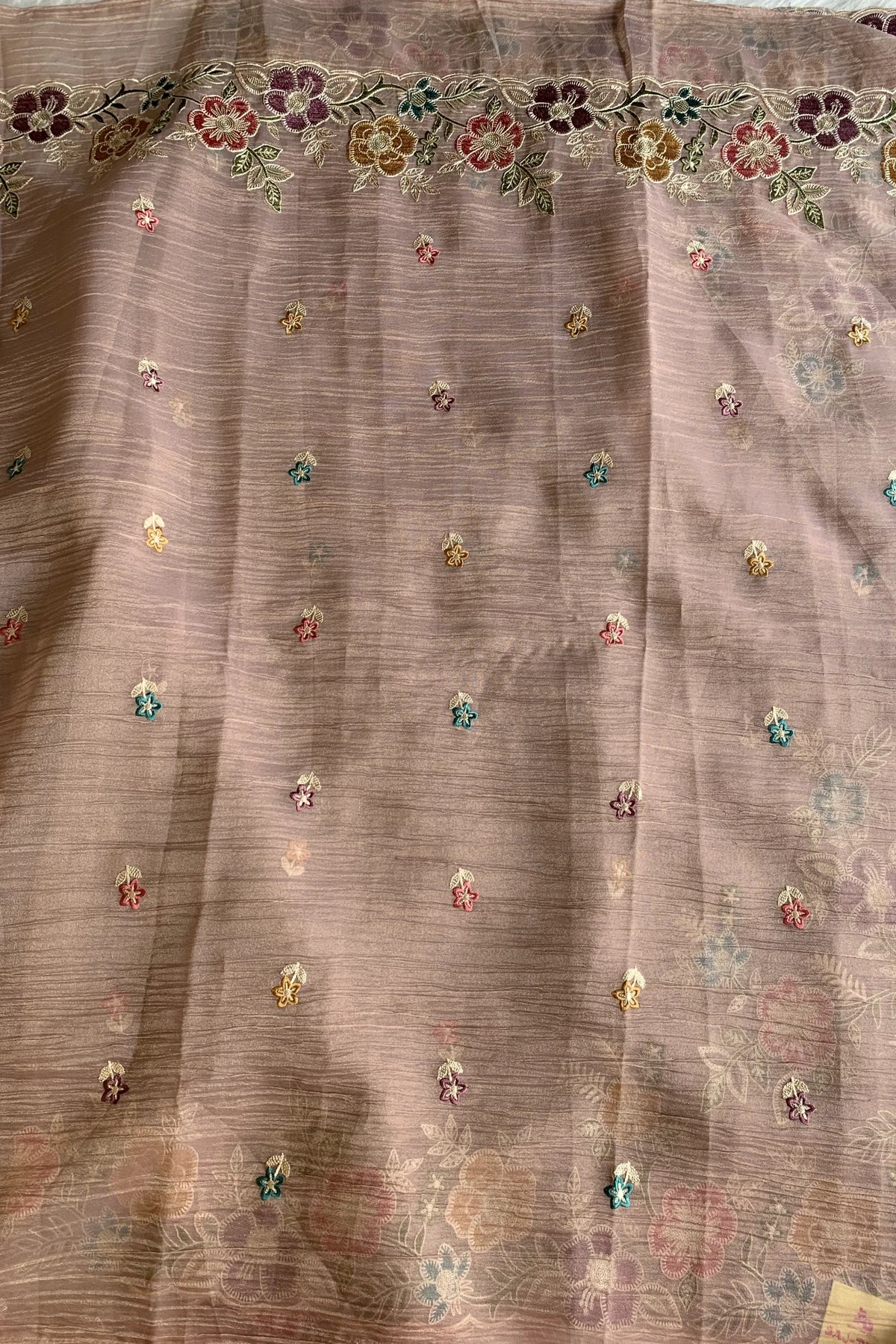 Dusty Purple Crush Tissue Organza Floral Saree 5773 04