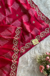 Rani Pink Printed Bandhej Russian Silk Saree 5308 07