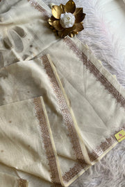 Off-White Khadi Cotton Saree with Gota Patti Embroidery 5470 03