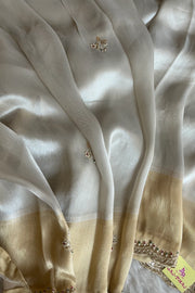 Gold Ivory Zardosi Kanchi Saree 5650 10 (PRE ORDER)