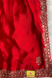 Red Habutai Silk Saree 5700 17