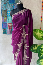 Ethereal Wine Zardosi Saree 5068-02