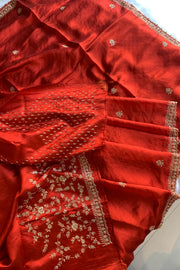 Orange Tussar Silk Saree 5853 04