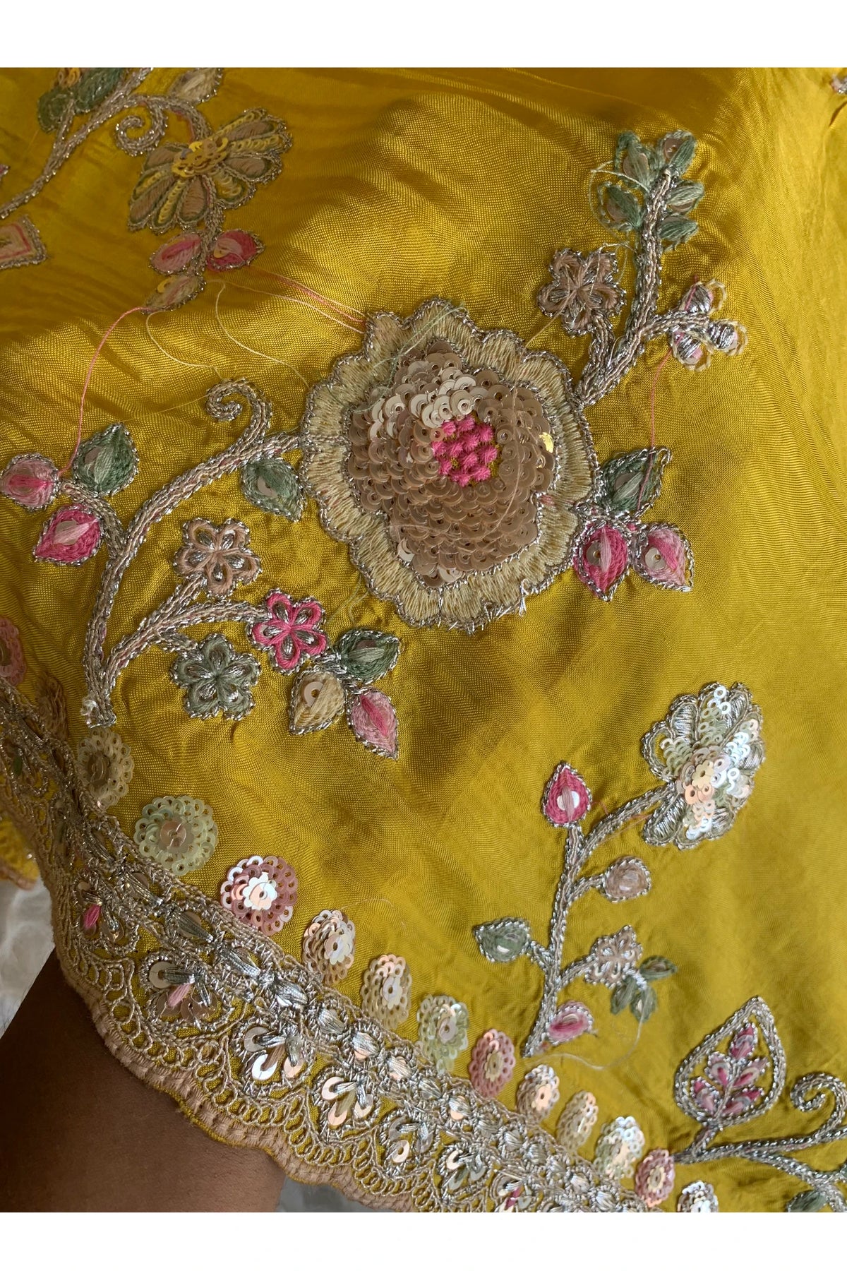 Yellow Saree with Multicolour Embroidery 5786 01