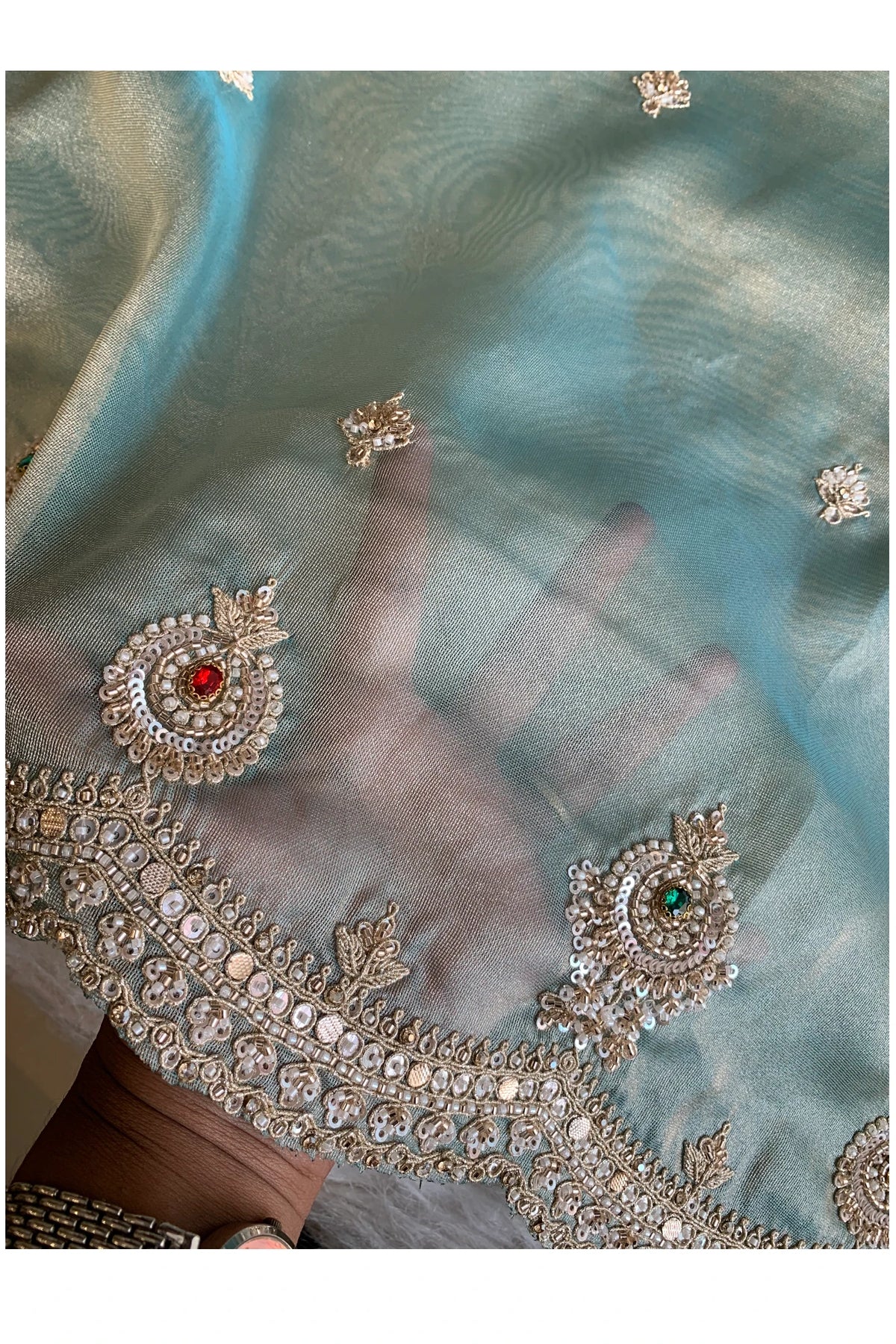 Sea Green Tissue Organza Saree 5775 03