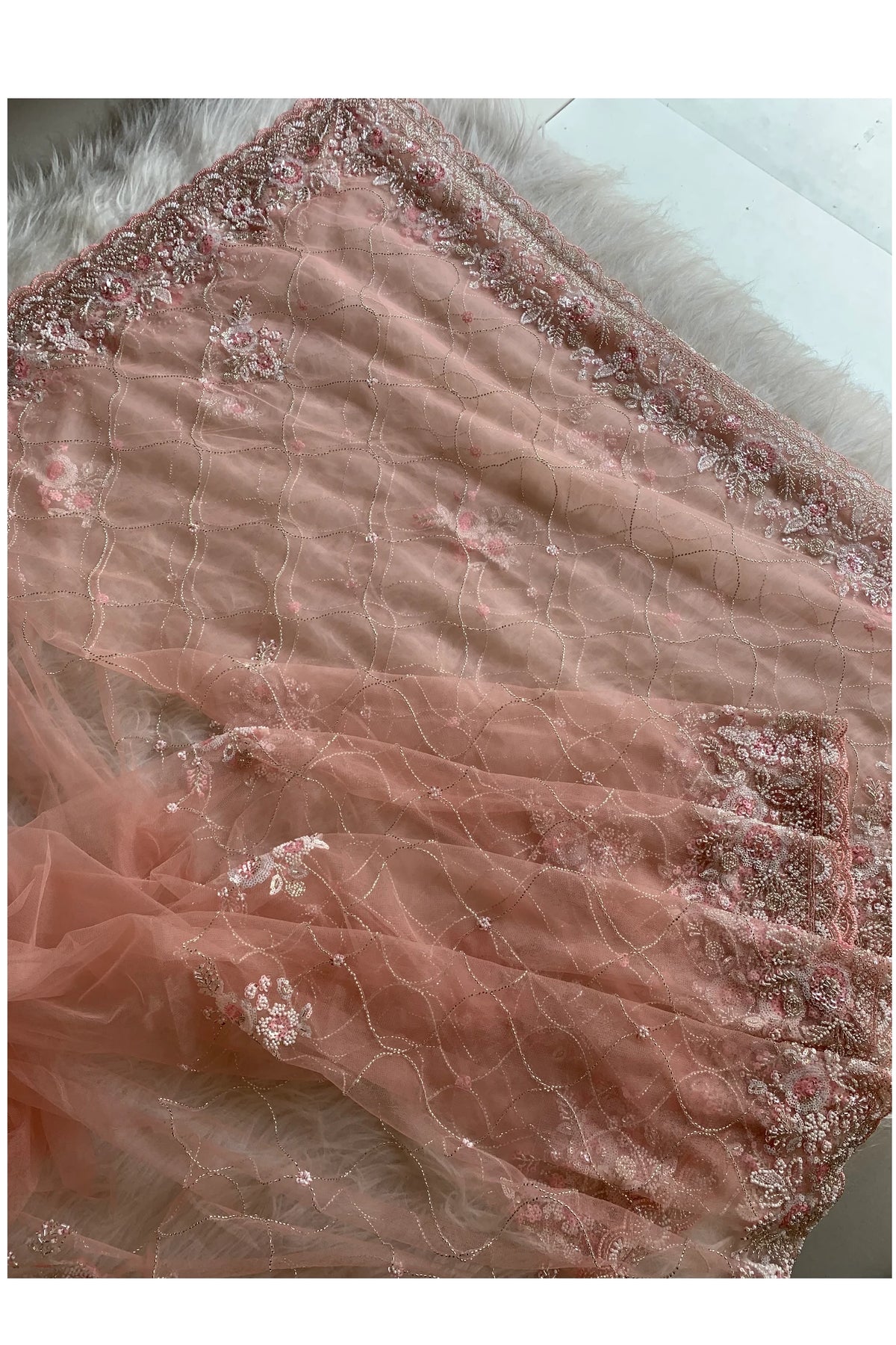 Peach Net Saree 5814 02