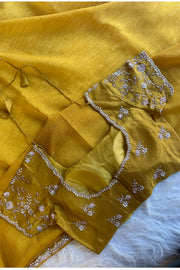 Stunning Mustard Crush Saree with Heavy Embellished Blouse 5016-04