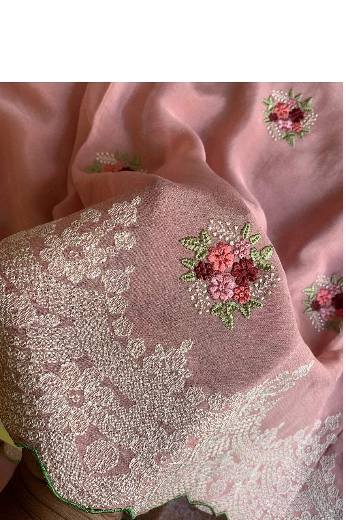 Blush Pink Chinnon Georgette Saree 5655 05