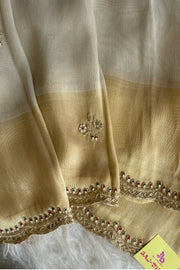 Gold Ivory Zardosi Kanchi Saree 5650 10 (PRE ORDER)