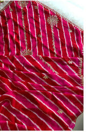 Pink jaal Leheriya Saree 5837 01 (PRE ORDER)