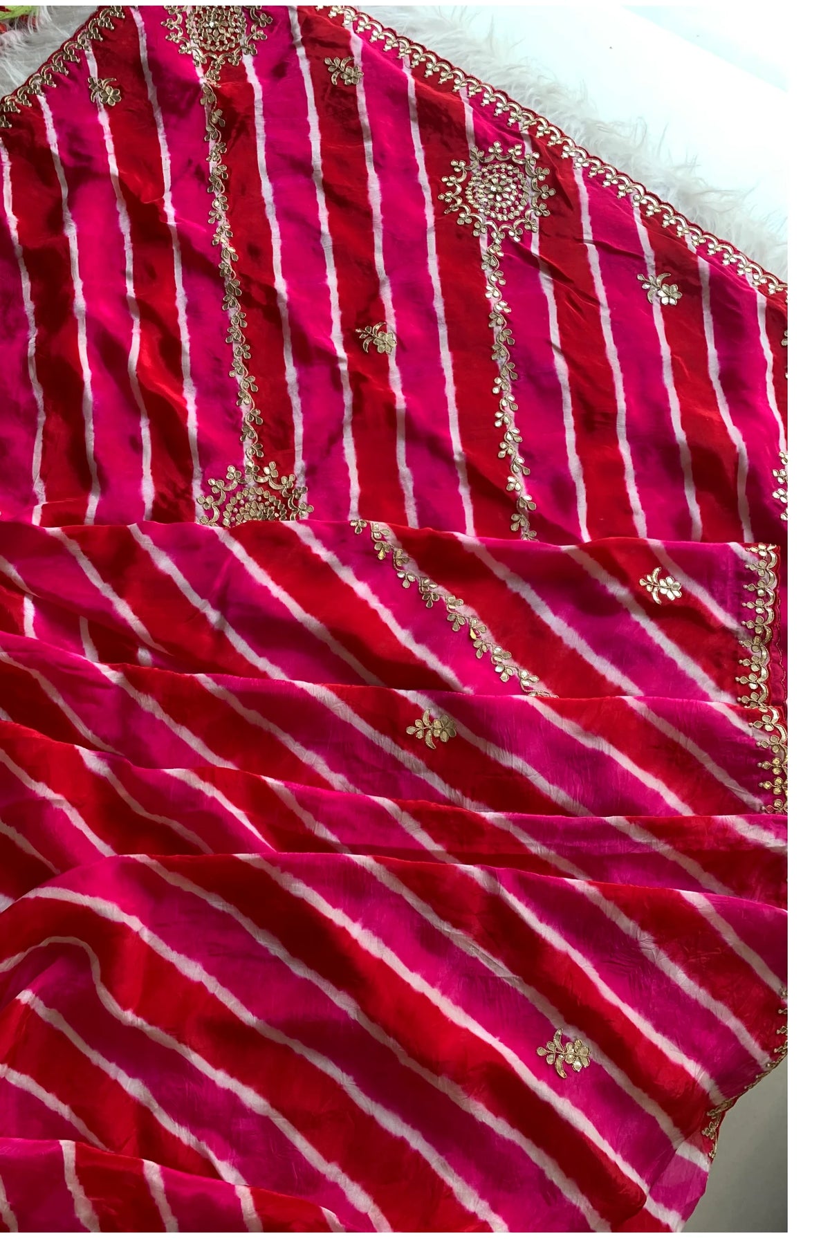 Pink jaal Leheriya Saree 5837 01