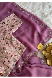 Mauve Saree with Print Blouse 4856 08