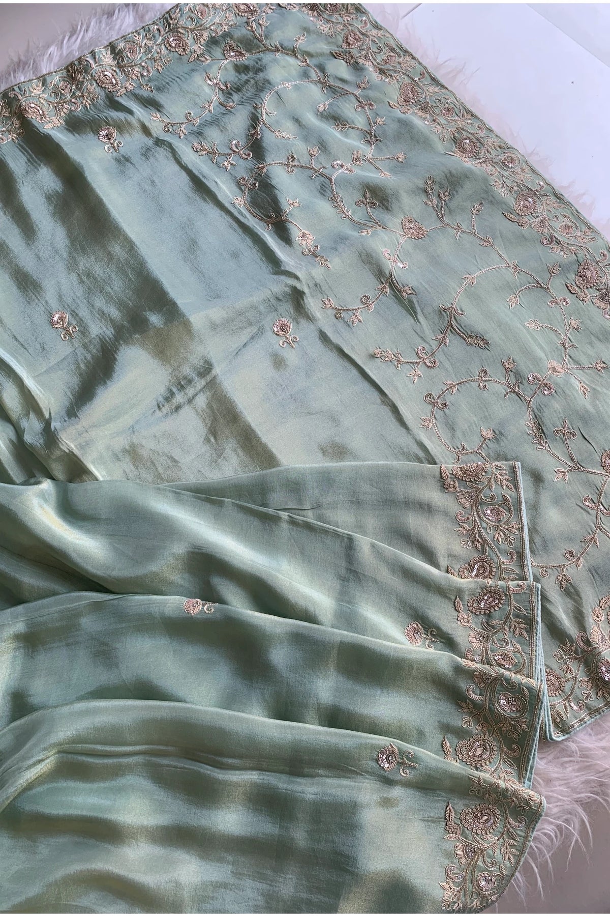 Pista Green Tissue Saree 5520 06