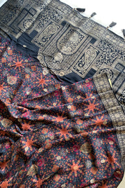 Blue & Black Floral Banarasi Saree 5221 01