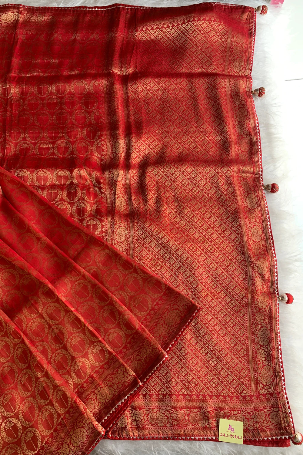 Red Traditional Banarasi Saree 5763 14