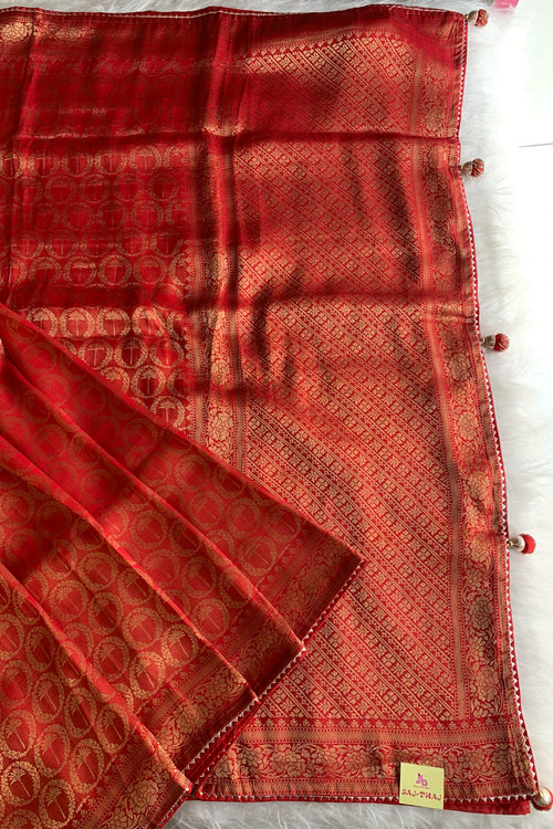 Red Traditional Banarasi Saree 5763 14